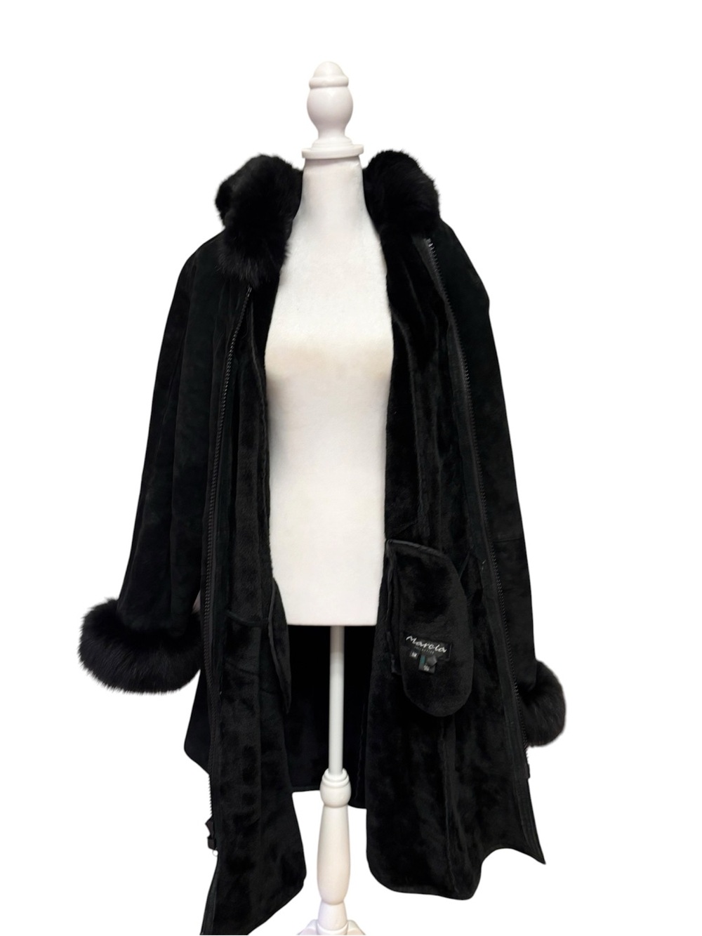 Marcia Collection Italian Genuine Leather Coat – Black 5X